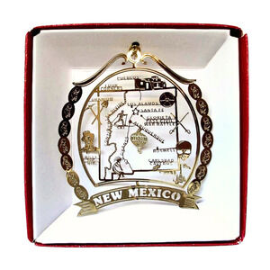 New Mexico Ornament State Landmarks Brass - Kokopelli, Roswell, Santa Fe